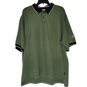 Adidas Golf Polo Shirt Mens XL Climalite Green Striped Short Sleeve
